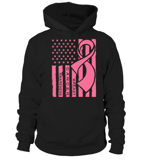 Pink ribbon american flag breast cancer awareness Hoodie Unisex