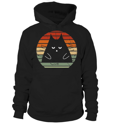 Vintage Black Cat Lover Distressed Retro Style Hoodie Unisex