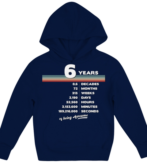 6th Birthday Vintage 6 Years Old Retro 72 Months Kids Hoodie