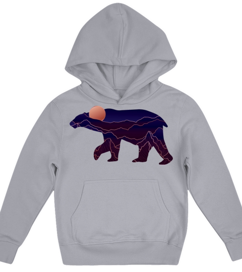 Bear With Abstract Mountain Kids Hoodie