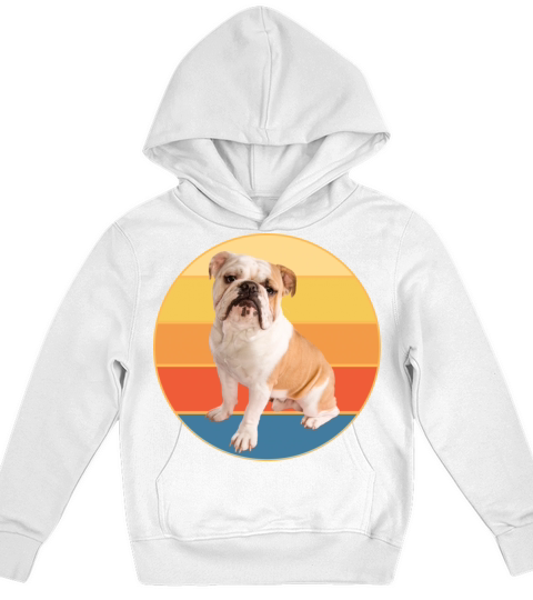 Bulldog Dog Breed Vintage Retro Sunset Kids Hoodie