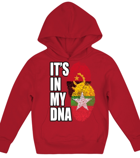Burmese And Antiguan Mix Heritage DNA Flag Kids Hoodie