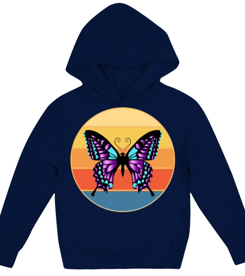Cute Butterfly Retro Sunset Vintage Animal Insect Kids Hoodie