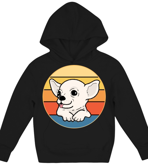 Cute Chihuahua Dog Breed Vintage Retro Sunset Kids Hoodie