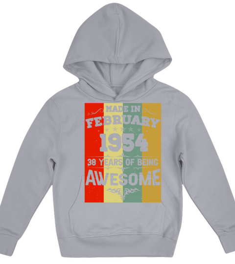February 1954 Vintage Birthday Present Kids Hoodie