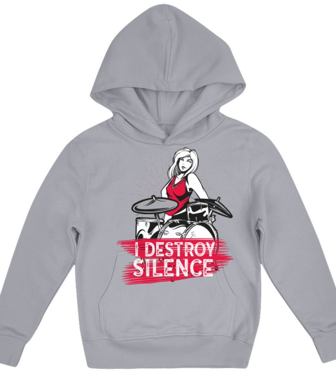 I Destroy Silence Drummer Band Music Beat Drum Kids Hoodie