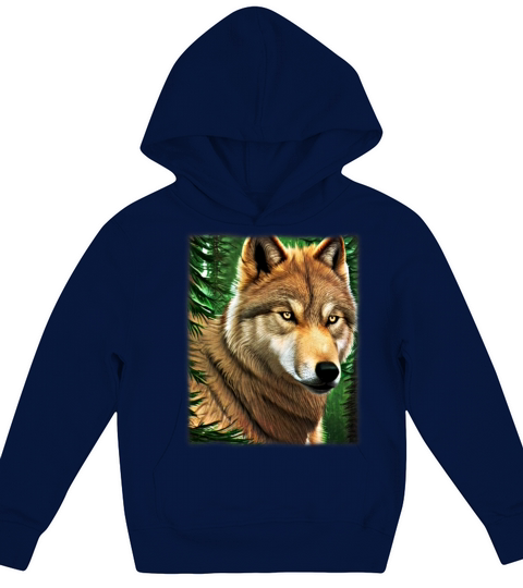 Wolf artwork design predator face imprint Kids Hoodie