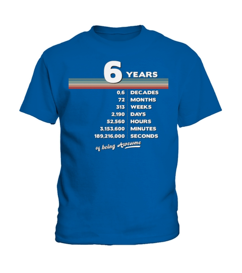 6th Birthday Vintage 6 Years Old Retro 72 Months Kids T-Shirt