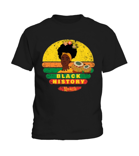 Black History month retro vintage afro hair woman Kids T-Shirt
