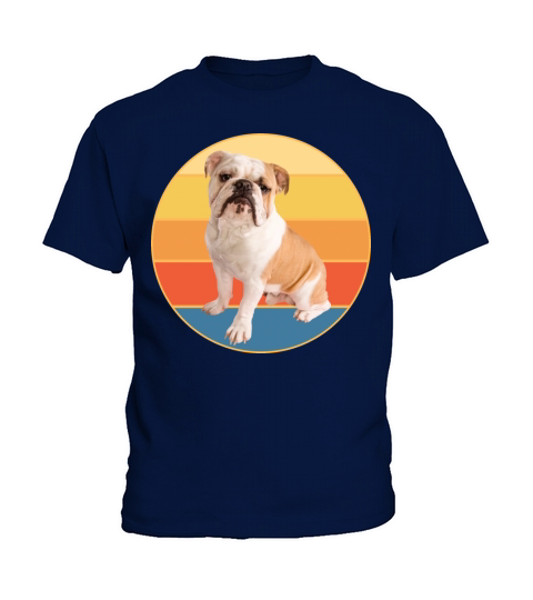 Bulldog Dog Breed Vintage Retro Sunset Kids T-Shirt