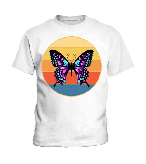 Cute Butterfly Retro Sunset Vintage Animal Insect Kids T-Shirt