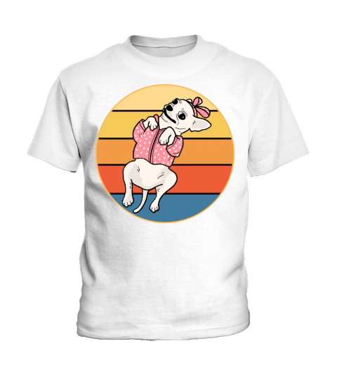 Cute Chihuahua Dog Breed Vintage Retro Sunset Kids T-Shirt