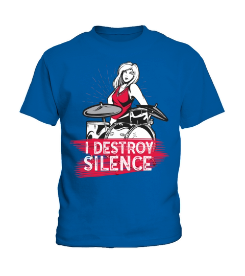 I Destroy Silence Drummer Band Music Beat Drum Kids T-Shirt