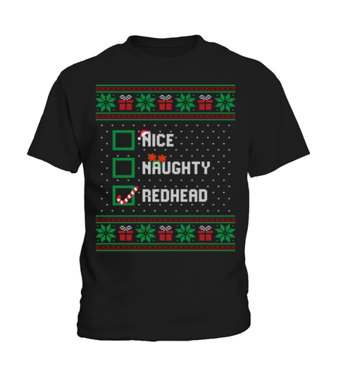 Nice Naughty Redhead Funny Christmas List Santa Kids T-Shirt