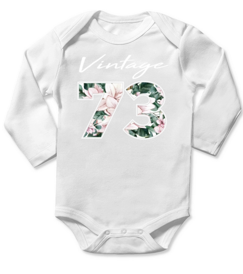 1973 Vintage born in Retro age Birthday gift idea Long Sleeve Baby One-Piece