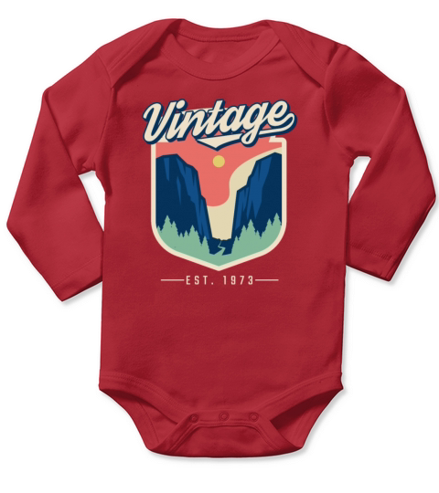 1973 Vintage born in Retro age Birthday gift idea Long Sleeve Baby One-Piece