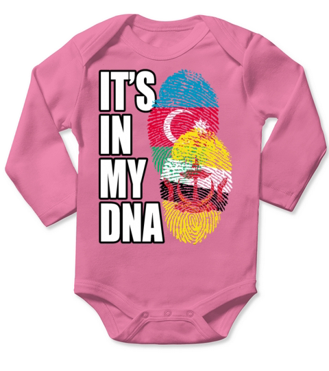 Azerbaijani And Bruneian Mix Heritage DNA Flag Long Sleeve Baby One-Piece