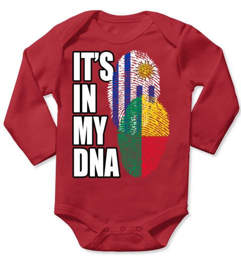Beninese And Uruguayan Mix Heritage DNA Flag Long Sleeve Baby One-Piece