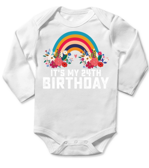 Boho Rainbow Its My 24th Birthday Long Sleeve Baby One-Piece