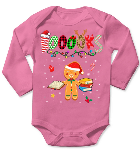 Christmas Gingerbread Books Librarian Teacher Long Sleeve Baby One-Piece
