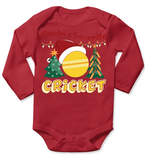 Christmas Sport Christmas Santas Favorite Cricket Long Sleeve Baby One-Piece