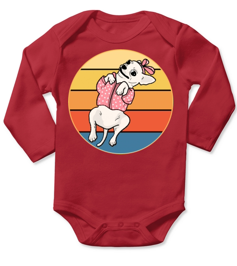 Cute Chihuahua Dog Breed Vintage Retro Sunset Long Sleeve Baby One-Piece