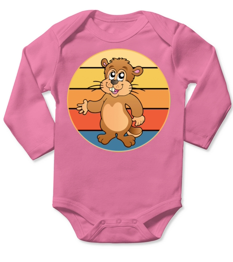 Cute Groundhog Retro Sunset Vintage Animal Lover Long Sleeve Baby One-Piece