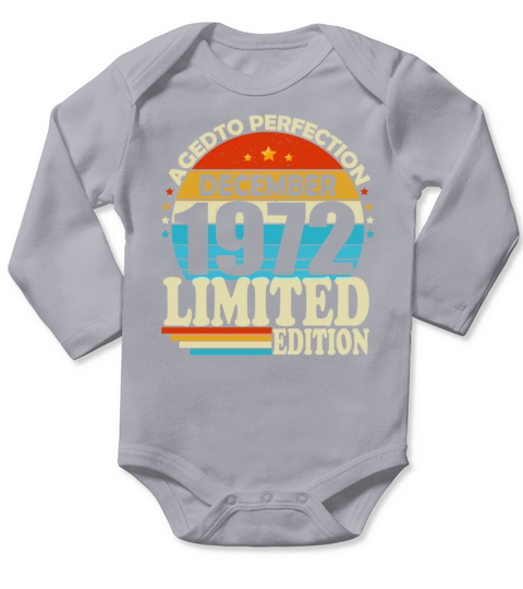 December 1972 Vintage Retro Birthday Long Sleeve Baby One-Piece