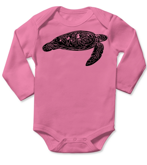 Elegant Floating Vintage Water Turtle Long Sleeve Baby One-Piece