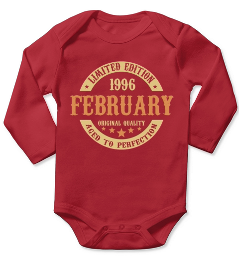 February 1996 Vintage Birthday Present Long Sleeve Baby One-Piece