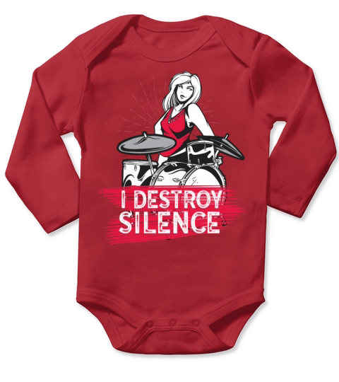 I Destroy Silence Drummer Band Music Beat Drum Long Sleeve Baby One-Piece