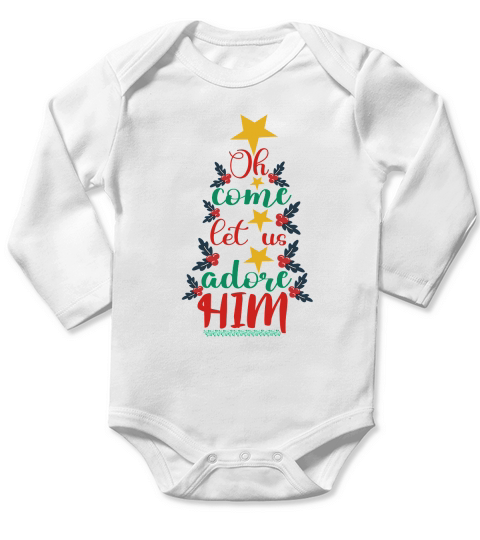 Oh come let us adore him christmas shirt Long Sleeve Baby One-Piece