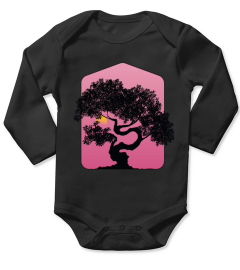 Pink Landscape Bonsai Long Sleeve Baby One-Piece
