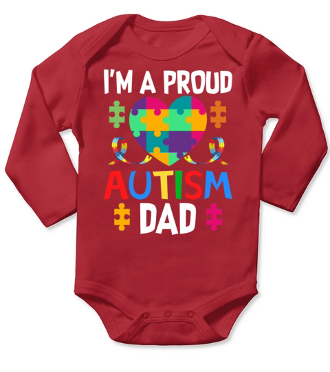 Proud Dad Autism Awareness Family Matching Long Sleeve Baby One-Piece