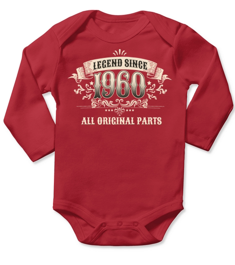 Retro Vintage Legend Since 1960 Original Parts Long Sleeve Baby One-Piece