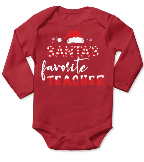 Santas favotite Teacher Christmas Long Sleeve Baby One-Piece