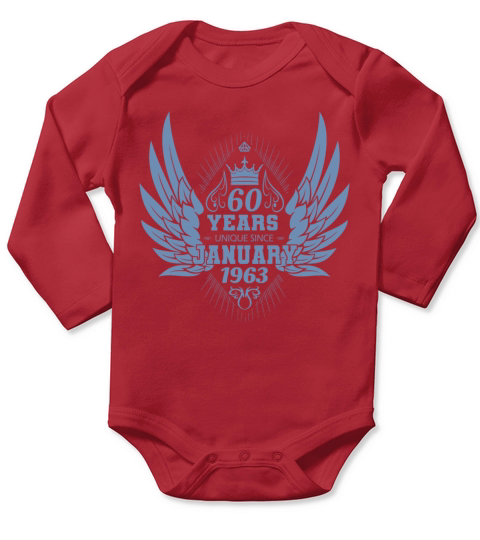 Vintage 1963 Birthday January Angel Wings Long Sleeve Baby One-Piece