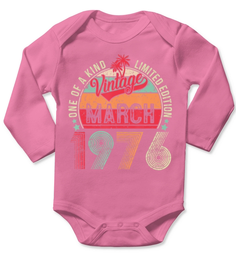 Vintage 47 Year Old March 1976 Limited Edition Long Sleeve Baby One-Piece