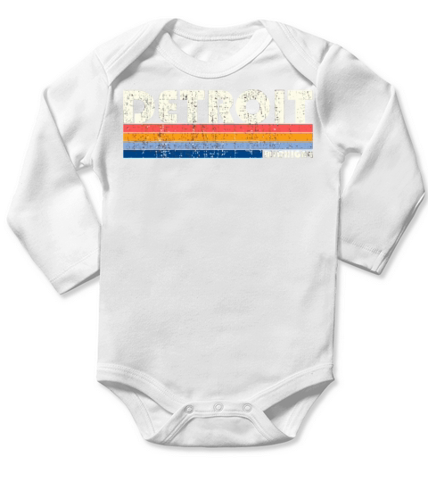 Vintage 70S 80S Style Detroit Mi Long Sleeve Baby One-Piece