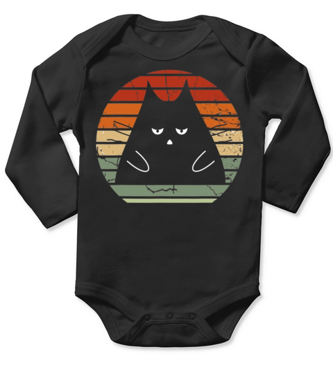 Vintage Black Cat Lover Distressed Retro Style Long Sleeve Baby One-Piece