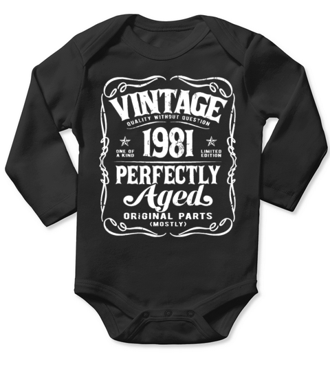 Vintage Born In 1981 Classic Birthdaybirthday born Long Sleeve Baby One-Piece