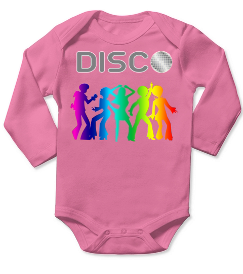 Vintage Retro 1970s Rainbow Disco Dancers Long Sleeve Baby One-Piece