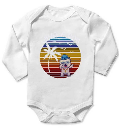 What a dog-Vintage Retro Style Long Sleeve Baby One-Piece