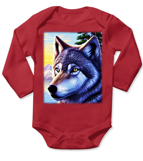 Wolf artwork design predator face imprint Long Sleeve Baby One-Piece