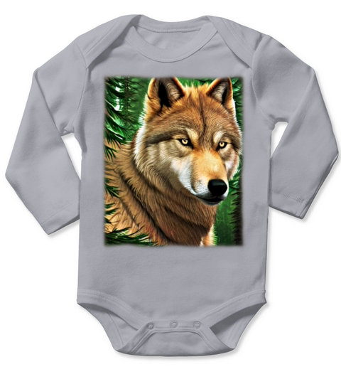 Wolf artwork design predator face imprint Long Sleeve Baby One-Piece