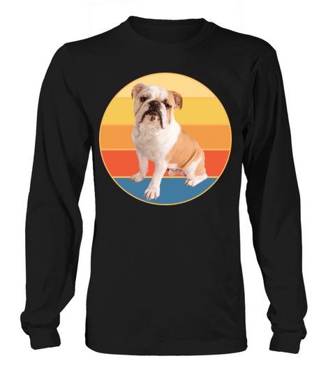 Bulldog Dog Breed Vintage Retro Sunset Long sleeved Unisex