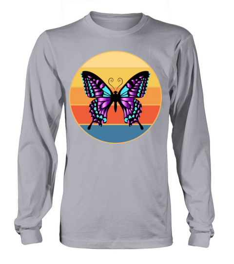 Cute Butterfly Retro Sunset Vintage Animal Insect Long sleeved Unisex