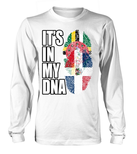 Dominican And Dominican Mix Heritage DNA Flag Long sleeved Unisex