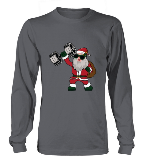 Merry Christmas funny santa claus holding barbell Long sleeved Unisex