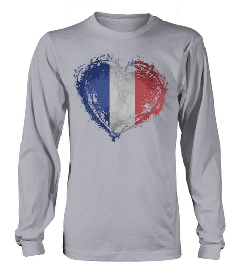 Vintage France Heart Shape French Flag Stylish Des Long sleeved Unisex
